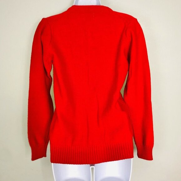 Vintage 70s Kentfield Sweater Mens S Red Cardigan V Neck Grandpa - Picture 6 of 9